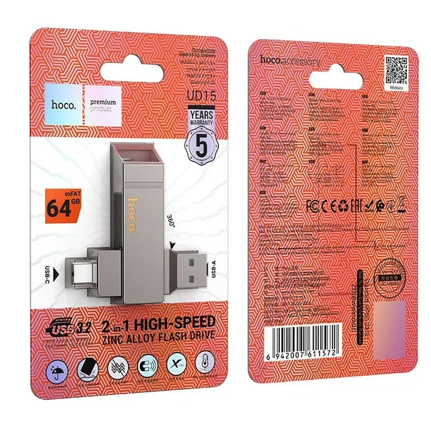 pendrive-hoco-ud15-64-gb-usb-a-usb-c-usb-3-2-stan-nowy