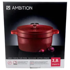 ambition-imperio-garnek-z-pokrywka-38l-24cm-czerwony-indukcja