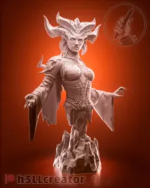 figurka-lilith-diablo-iv-popiersie-h3ll-creator-druk-3d-14k-prezent