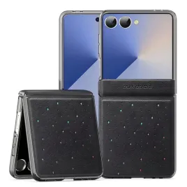 dux-ducis-eleganckie-etui-do-samsung-galaxy-z-flip-7-czarne-w-gwiazdki