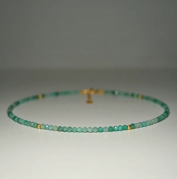 Naszyjnik Szczęścia Szmaragd Jasny 3mm - Crystals Break 3 rozmiary