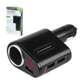 ladowarka-samochodowa-3xusb-gniazdo-voltomierz