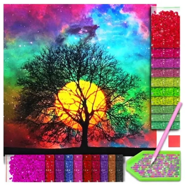 HAFT DIAMENTOWY KORALIKI MOZAIKA ZESTAW OBRAZ DIAMOND PAINTING 5D SŁOŃCE