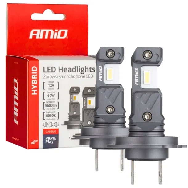 ŻARÓWKI SAMOCHODOWE LED H7 12V 60W 6000K 5600LM HOMOLOGACJA + 600% ŚWIATŁA