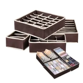 organizer-na-bielizne-do-szuflady-zestaw-4-elementy-brazowy-kosz