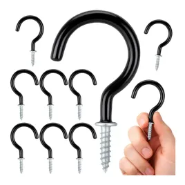 10x-haczyk-oczkowy-7cm-uchwyt-do-sufitow-scian-wieszak-sufitowy-czarny