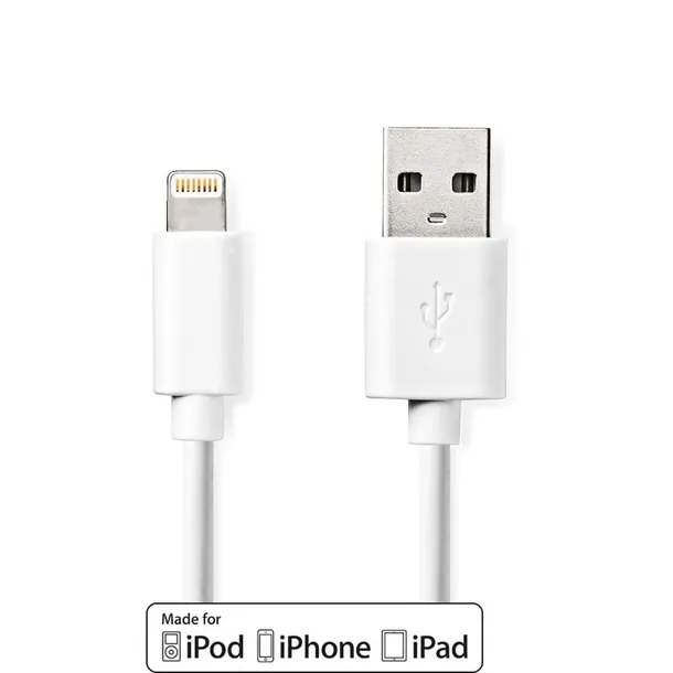nedis-ccgl39300wt30-kabel-lightning-3-m-bialy