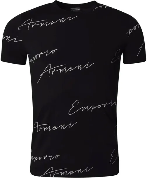 EMPORIO ARMANI T-SHIRT CZARNY SIGNATURE MĘSKA KOSZULKA NA PREZENT / L