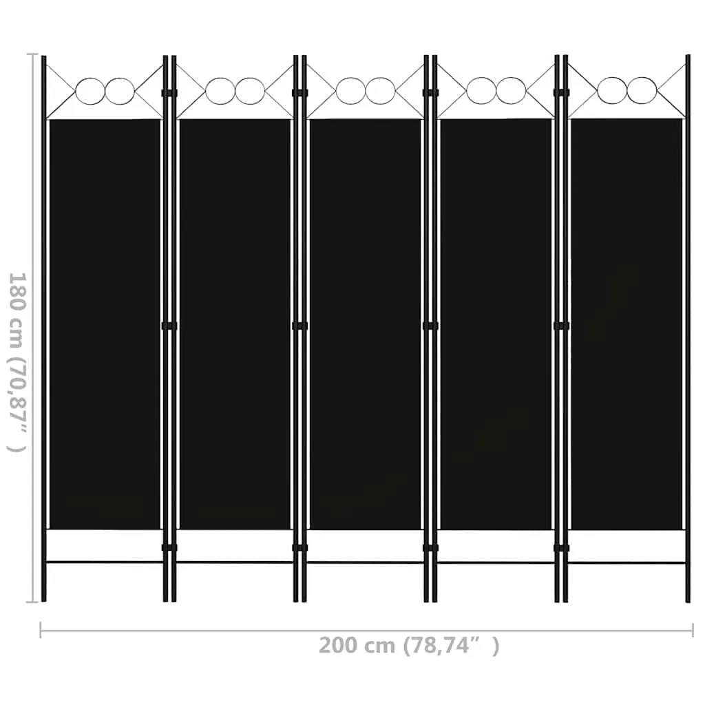 parawan-5-panelowy-czarny-200-x-180-cm