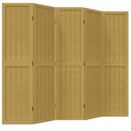 parawan-pokojowy-5-panelowy-brazowy-lite-drewno-paulowni