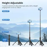 pro-selfie-stick-statyw-kijek-140cm-z-pilotem-bluetooth-do-iphone-samsung-stan-nowy