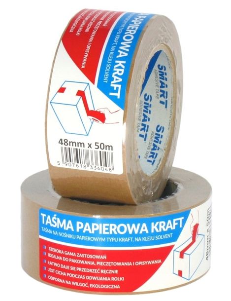 TAŚMA PAKOWA KLEJĄCA PAPIEROWA KRAFT SOLVET 48/50