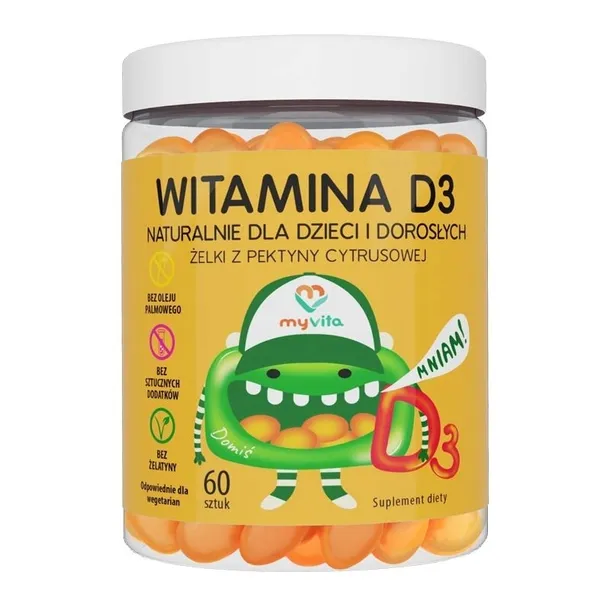MyVita Witamina D3 1000 IU Odporność Mózg Serce Zdrowe Zęby 60 żelek
