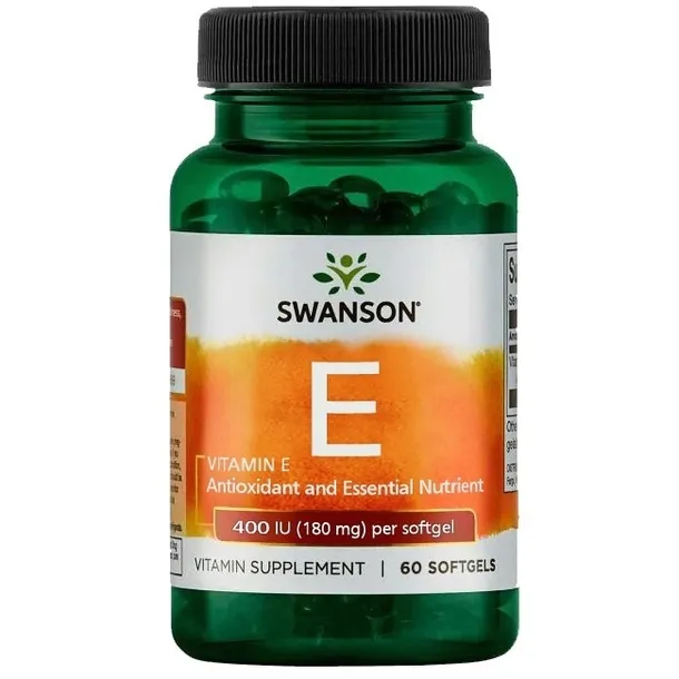 Swanson Witamina E 400 IU Antyoksydant Młodość Zdrowa Skóra 60 kapsułek