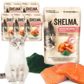 mokra-karma-dla-kota-bezzbozowa-losos-spirulina-premium-shelma-6x85g