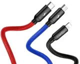 baseus-kabel-usb-nylonowy-3w1-micro-usborlightningorusb-c-35a-30cm-stan-nowy