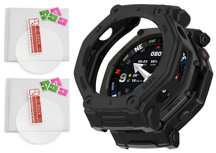 Szkło Hartowane + Etui Obudowa Case Silikonowe do Amazfit T-Rex 3 PRO 48mm