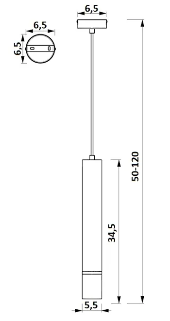 lampa-wiszaca-tuba-rura-gu10-zwis-granat-zloto