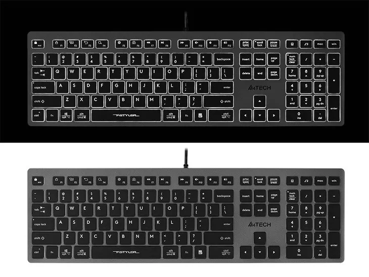 a4tech-klawiatura-fstyler-fx60h-a4tkla47125-konstrukcja-blok-numeryczny-hub-usb-niski-profil-klawiszy-podswietlenie