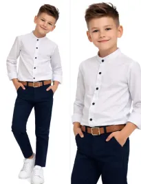 elegancki-komplet-116-koszula-spodnie-pasek-garnitur-chlopiecy-zestaw