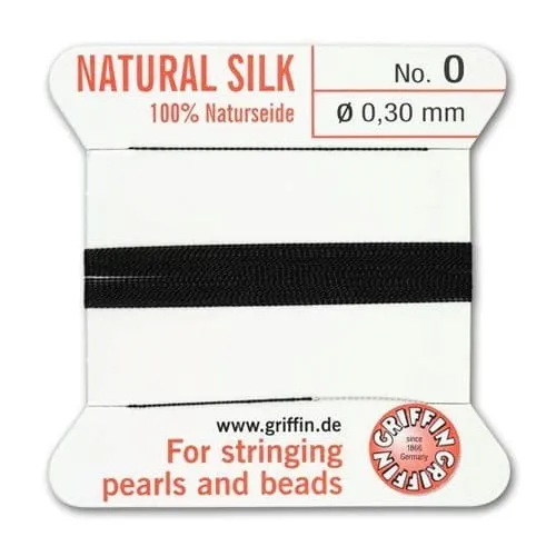 Griffin Nić jedwabna z igłą 100% NATURAL SILK 0.3mm 2m BLACK