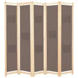 parawan-wolnostojacy-5-panelowy-brazowy-200x170x4cm