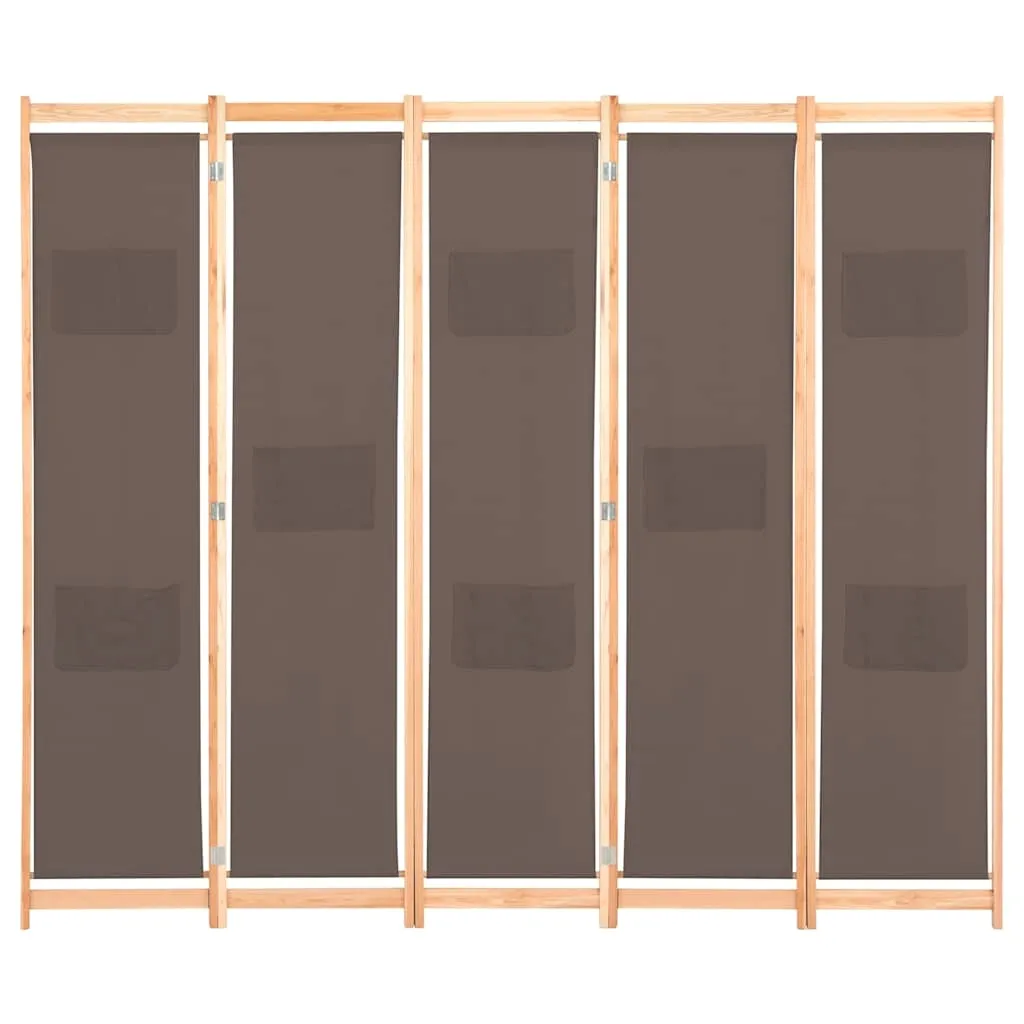 parawan-wolnostojacy-5-panelowy-brazowy-200x170x4cm