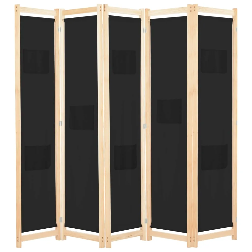 parawan-wolnostojacy-5-panelowy-czarny-200x170x4cm