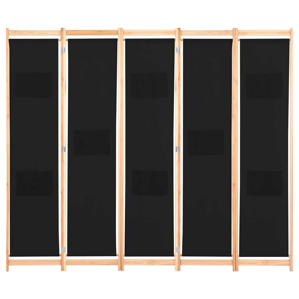 parawan-wolnostojacy-5-panelowy-czarny-200x170x4cm