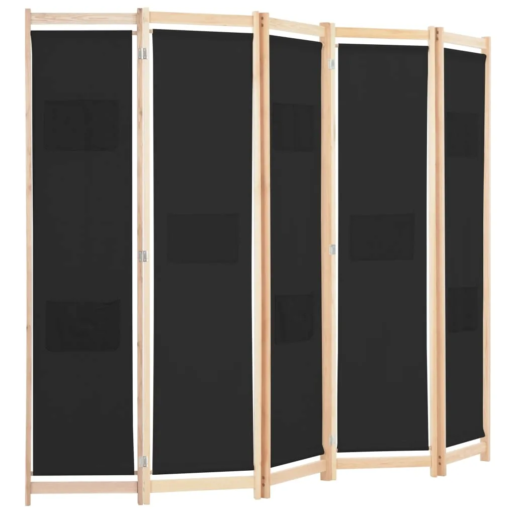 parawan-wolnostojacy-5-panelowy-czarny-200x170x4cm-stan-nowy