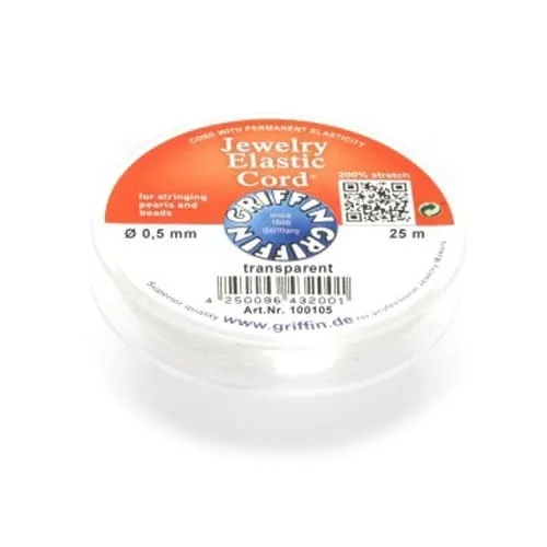 Griffin JEWELRY ELASTIC CORD Żyłka elastyczna 0,5mm 25m - transparent