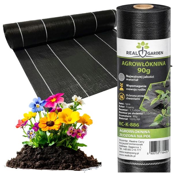 Agrowłóknina 90g 1,1m x 50m Czarna UV Agrotkanina Mata Antychwastowa