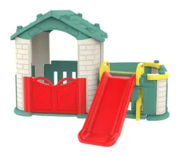 domek-ogrodowy-3w1-dla-dzieci-zielony-dach-zjezdzalnia-ogrodek-z-plotkiem