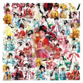 naklejki-zestaw-mix-x50szt-vintage-z-motywem-chinskim-dziewczyny-kwiaty