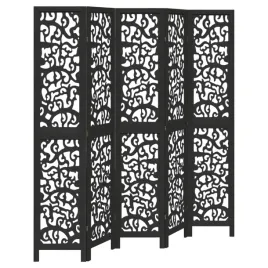 parawan-pokojowy-5-panelowy-czarny-lite-drewno-paulowni