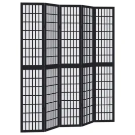 parawan-pokojowy-5-panelowy-czarny-lite-drewno-paulowni