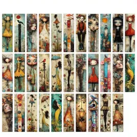 zakladka-do-ksiazek-vintage-dziewczyny-ptaki-motyle-x10szt-papierowe