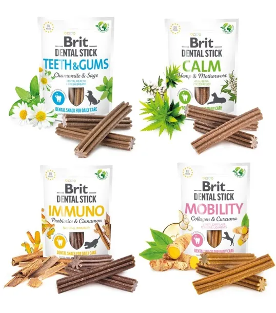 BRIT DENTAL STICK IMMUNO+MOBILITY+TEETH+CALM Zestaw 4x251g przysmak dla psa
