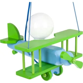 lampa-wiszaca-dziecieca-samolot-maly-drewno-buk-zielono-blekitny-e27