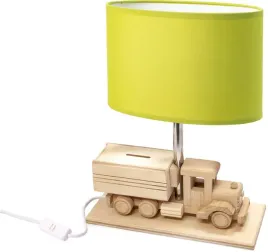 lampka-dziecieca-ciezarowka-skarbonka-drewno-zielona-e14-handmade