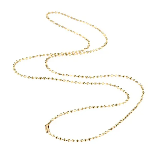 Lan193 Łańcuszek kulkowy z zapięciem 2.4mm 75cm stal nierdzewna- złoty