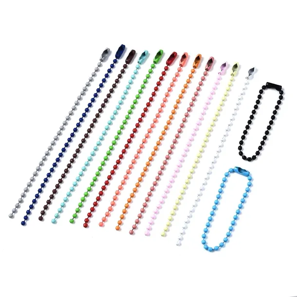 Lan195 Łańcuszek kulkowy z zapięciem 2.5mm 11cm 20szt do metek breloków zaw