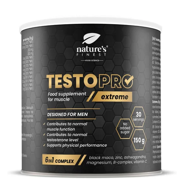 TestoPRO - Wzmocnienie Testosteronu - Czarna Maca, Ashwagandha i Cynk, 150g