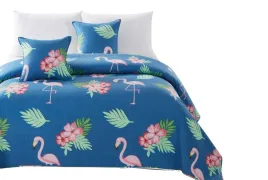 niebieska-narzuta-pikowana-240x220-flamingi