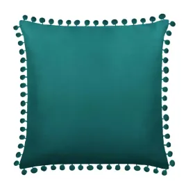 turkusowa-poszewka-z-pomponami-45x45-fluffy