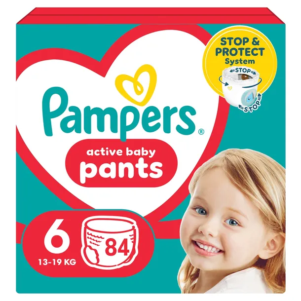 Pampers Active Baby Pants Pieluchomajtki, rozmiar 6, 13kg-19kg, 84 szt, BOX