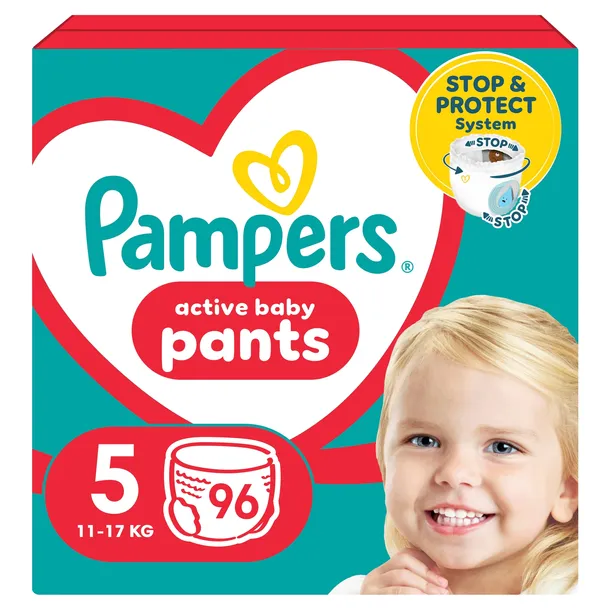 Pampers Active Baby Pants Pieluchomajtki, rozmiar 5, 11kg-17kg, 96 szt, BOX