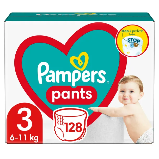 Pampers Active Baby Pants Pieluchomajtki rozmiar 3, 6kg-11kg, 128 szt, BOX