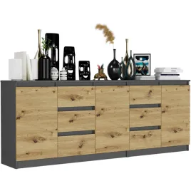 komoda-nowoczesna-200-cm-duza-6-szuflad-3-antracyt-dab-artisan-zestaw