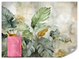 fototapeta-do-sypialni-liscie-tropikalne-rosliny-mural-natura-loft-200x140